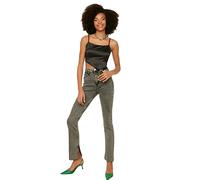 Trendyol Gray Slip High Waist Slim Flare Jeans, Jeans De Las Mujeres, Gray, 34