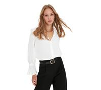 Trendyol Hemdblusenkragen Unifarben Regular Hemd, Camiseta De Las Mujeres, Ecru, 34