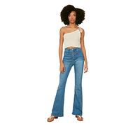 Trendyol High Waist Flare Jeans with Open Front, Clear Blue, 32 De Las Mujeres