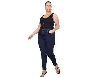 Trendyol High Waist Plus Size Jeans, Navy Blue, 72 Grande De Las Mujeres