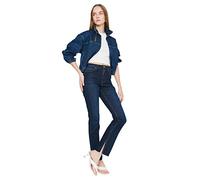 Trendyol High Waist Slim Flare Jeans with Dark Blue Rip, 36 De Las Mujeres
