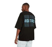 Trendyol Hombre Oversize Basic Crew Neck Woven T-Shirt Camisa, Negro, L