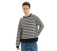 Trendyol Hombres A Rayas Manga Larga Más Tamaño Suéter Sudadera, Negro, XL