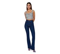 Trendyol Jeans Acampanados de Cintura Alta para Mujer Pantalones, Azul Marino, 38