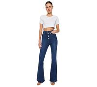 Trendyol Jeans Acampanados de Cintura Normal, Azul, 40 para Mujer