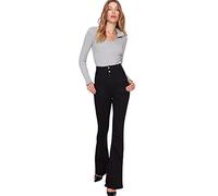 Trendyol Jeans Acampanados de Pierna Acampanada de Cintura Alta para Mujer, Negro, 36