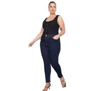 Trendyol Jeans Ajustados de Cintura Alta de Talla Grande, Azul Marino, 42 para Mujer