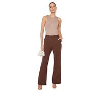 Trendyol Jeans de Cintura Alta y Pierna Recta de Talla Grande para Mujer, marrón Oscuro, 36