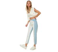 Trendyol Jeans de Cintura Alta para mamá, Azul, 40 para Mujer