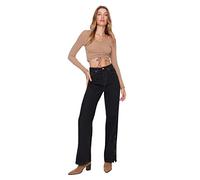 Trendyol Jeans de Pierna Ancha de los años 90, Negro, 40 para Mujer