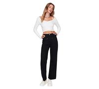 Trendyol Jeans de Pierna Ancha para Mujer, Negro, 62