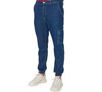 Trendyol Jeans Deportivos de Cintura Normal jóvenes, Azul Marino, 31W para Hombre