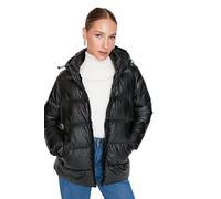 Trendyol Lapel Collar Plain Regular Winter Jacket Abrigo, Negro, L para Mujer