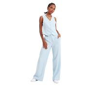 Trendyol Light Blue Wide Trousers, Calzoncillos De Las Mujeres, Clear Blue, 36