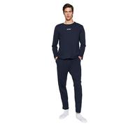 Trendyol Man Motto Knitted T-Shirt-Trousers Pajama Set Juego de Pijama, Navy Blue, S para Hombre