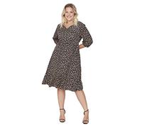 Trendyol Midi Skater Regular Plus Size Dress Vestido, Negro/Multicolor, 44/Grande para Mujer