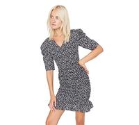 Trendyol Mini Skater Regular Dress Vestido, Estampado, Negro/Blanco, 38 para Mujer