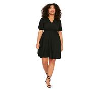 Trendyol Mini Vestido Envolvente Regular de Talla Grande, Negro, X-Large Más para Mujer