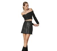 Trendyol Minifalda de Mezclilla Acampanada para Mujer Falda, Negro, 36