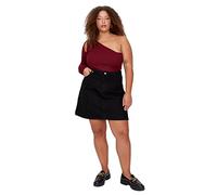 Trendyol Minifalda de Mezclilla Acampanada para Mujer, Talla Grande Falda, Negro, 3XL
