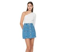 Trendyol Minifalda Vaquera Acampanada para Mujer, Azul., 64