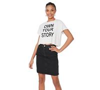 Trendyol Minifalda Vaquera básica Negra para Mujer, Negro, 40