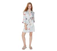Trendyol Mink Floral Patterned Twill Morning Gown, marrón grisáceo, XL para Mujer
