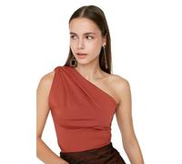 Trendyol Mujer Body de Punto Fino Liso, Canela, M