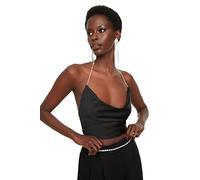 Trendyol Mujer Bustier Tejido con Cuello Redondo básico Ajustado, Negro, 62