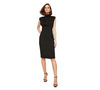 TRENDYOL Schwarzes Steile Kragenkleid Vestido Informal de Negocios, Negro, 44 Mujeres