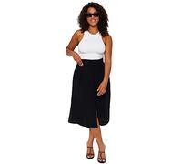 Trendyol Mujer Recta Midi Una Línea Falda de Talla Grande, Negro, 52