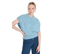 Trendyol Mujer Regular Estándar Cuello Redondo Suéter Chaleco, Azul, M
