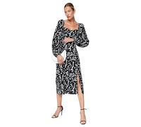TRENDYOL Mujer TWOAW24EL00865 Vestido, Negro/Pura Alegría, 38, Negro/Pura alegría, 40