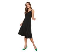 Trendyol Mujer Vestido de Punto Midi Acampanado de Ajuste Regular, Negro, XXL