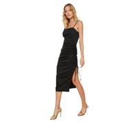 Trendyol Mujer Vestido Tejido de Ajuste Regular Bodycon Midi, Negro, 38