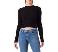 Trendyol Mujeres Recta Manga Larga Delgado Suéter Sudadera, Negro, L