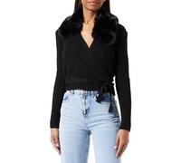 Trendyol Mujeres Recta Manga Larga Delgado Suéter Sudadera, Negro, L