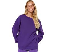 Trendyol Mujeres Recta Manga Larga Más Tamaño Sudaderas, Morado, XS