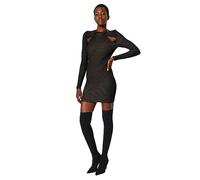 Trendyol Mujeres Recta Mini Manga Larga Elegante/Noche Delgado Vestido, Negro, S