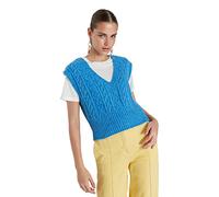 Trendyol Mujeres Regular Basic V Cuello Knitwear Suéteres, Blue, M