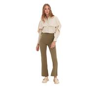Trendyol Open Khaki Petite High Certain Pants, Calzoncillos De Las Mujeres, Light Khaki, 32