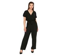 Trendyol Overol tejido liso para mujer, talla grande, Negro, 42 Plus