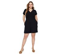 Trendyol Overol tejido liso para mujer, talla grande, Negro, 46 Grande