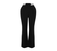 Trendyol Pantalón plisado negro / blanco 36 negro / blanco