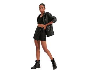 Trendyol Pantalones Cortos y Bermudas Informales para Mujer, Color Negro, Talla 34
