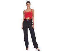 Trendyol Pantalones de Cintura Alta y Pierna Ancha para Mujer, Negro, 38