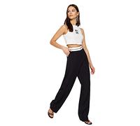 TRENDYOL Pantalones de Mujer con Cintura Normal y Pierna Recta, Negro, 42