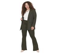 Trendyol Pantalones de Mujer de Talla Cintura Alta, Caqui, 4XL Grande