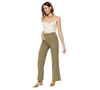 Trendyol Woman Basics-Pantalones de Pierna Ancha y Cintura Normal, Luz De Color Caqui, 38 para Mujer
