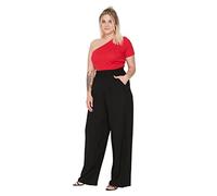 Trendyol Pantalones Holgados de Cintura Normal de Talla Grande, Negro, 42 para Mujer